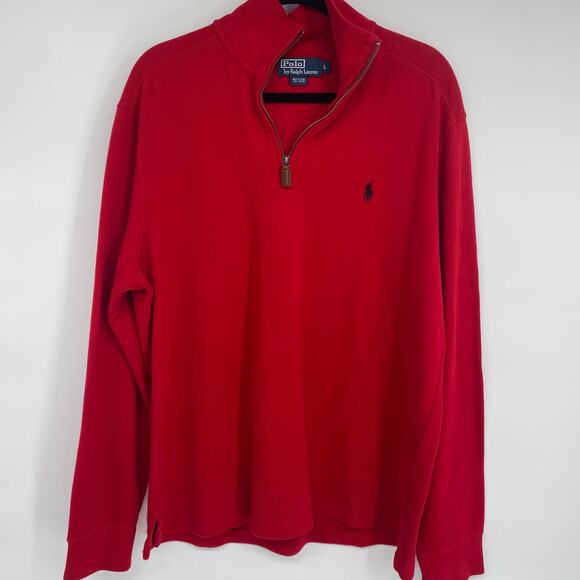 Polo Ralph Lauren Top Men’s Large 1/4 Zip Red Preppy Collegiate Heritage Classic - Picture 1 of 7